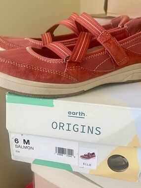 Earth Origins Elle Salmon Slip-On Mary Jane Sandals